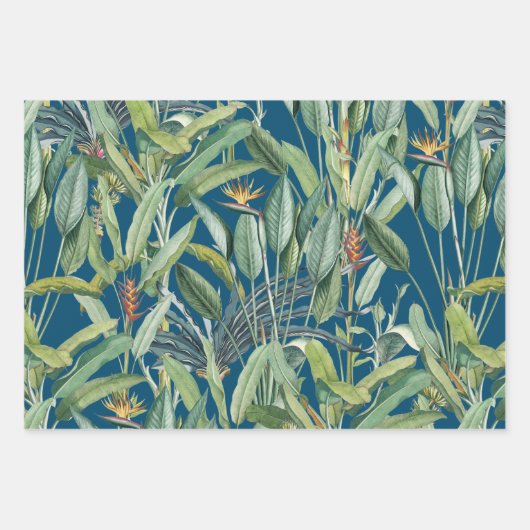 Grüner Tropischer Dschungel Banana Tree Strelitzia Geschenkpapier Set (Vorderseite)