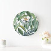 Grüner Tropischer Dschungel Banana Tree Strelitzia Große Wanduhr (Zuhause)