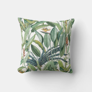 Grüner Tropischer Dschungel Banana Tree Strelitzia Kissen