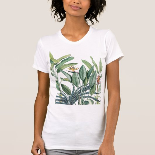 Grüner Tropischer Dschungel Banana Tree Strelitzia T-Shirt (Vorderseite)