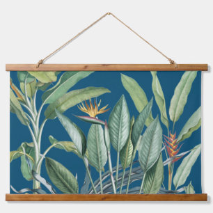 Grüner Tropischer Dschungel Banana Tree Strelitzia Wandteppich Mit Holzrahmen