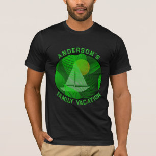 Grüner tropischer Familienurlaub Grafischer T - Sh T-Shirt