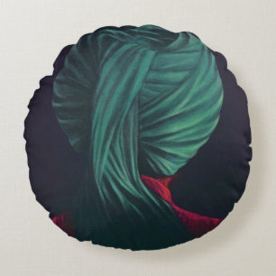 Grüner Turban Rundes Kissen