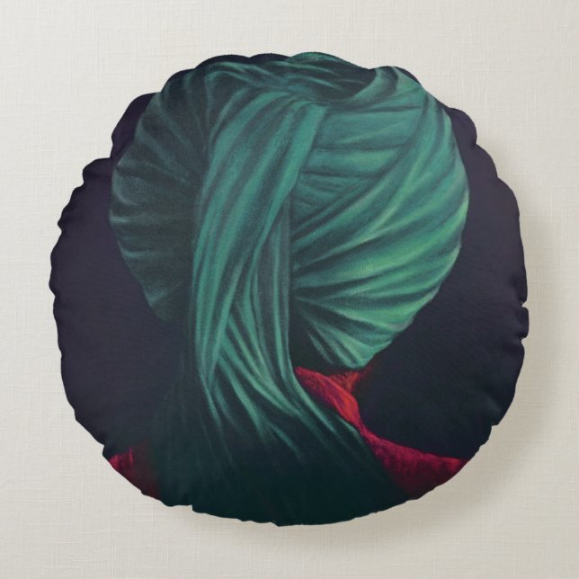 Grüner Turban Rundes Kissen (Vorderseite)