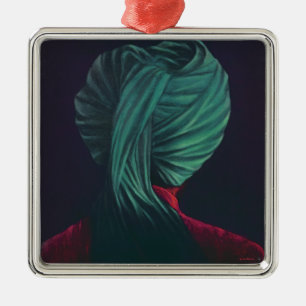 Grüner Turban Silbernes Ornament