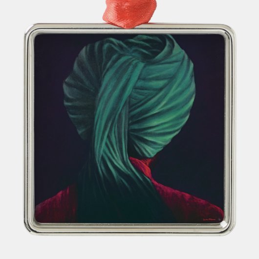 Grüner Turban Silbernes Ornament (Vorne)