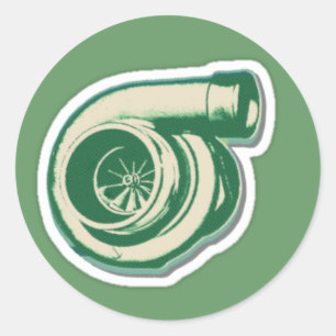 Grüner Turbo Runder Aufkleber
