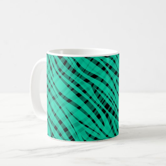 Grüner Türkis-Tiger-Abstract-Druck Kaffeetasse (Vorderseite Links)