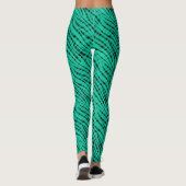 Grüner Türkis Tiger abstraktes Druckmuster Leggings (Rückseite)