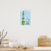 Grüner Turm und ein Briefträger. Poster (Küche)