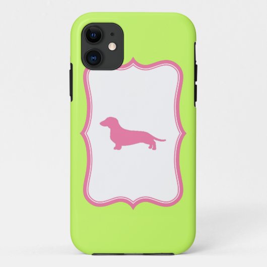 Grüner u. rosa Dackelkasten Case-Mate iPhone Hülle (Rückseite)