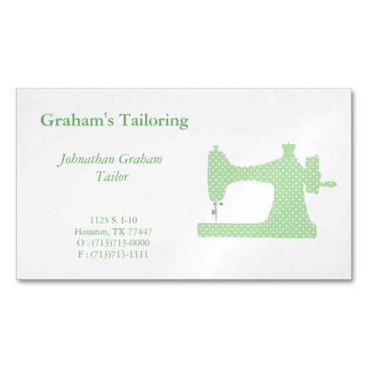 Grüner u. weißer Nähmaschine-Visitenkarte-Magnet Magnetische Visitenkarte (Vorderseite)