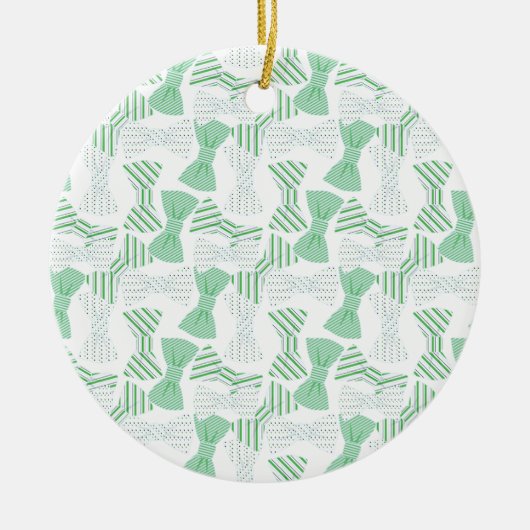 Grüner und blauer Bogen-Krawatten-Entwurf BOWTIES Keramik Ornament (Vorne)