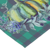 Grüner und blauer karierter Kürbis-Tabellen-Läufer Kurzer Tischläufer (Ecke)