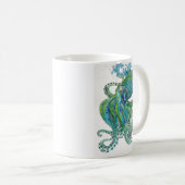 Grüner und Blauer Kraken Kaffeetasse (VorderseiteRechts)