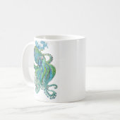 Grüner und Blauer Kraken Kaffeetasse (Vorderseite Links)