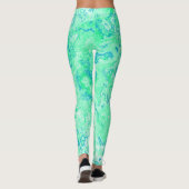 grüner und blauer Marmor Abstrakter Swirl Leggings (Rückseite)