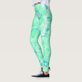 grüner und blauer Marmor Abstrakter Swirl Leggings (Links)