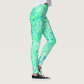 grüner und blauer Marmor Abstrakter Swirl Leggings (Rechts)