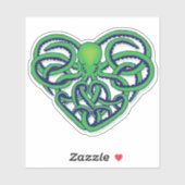 Grüner und blauer Stammpuls Octopus Tattoo Design Aufkleber (Blatt)