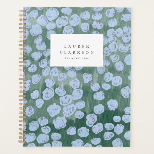 Grüner und blauer Wasserfarben-Blumenplaner Planer (Vorderseite)