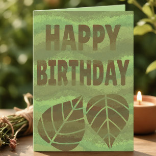 Grüner und brauner texturierter Natur-Geburtstag Karte