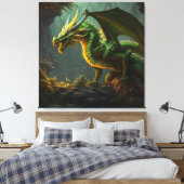 Grüner und gelber Drache Leinwanddruck (Insitu (Schlafzimmer))