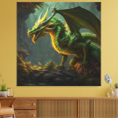 Grüner und gelber Drache Leinwanddruck (Insitu (Wohnzimmer))