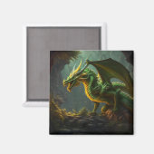 Grüner und gelber Drache Magnet (Vorderseite/Rückseite)