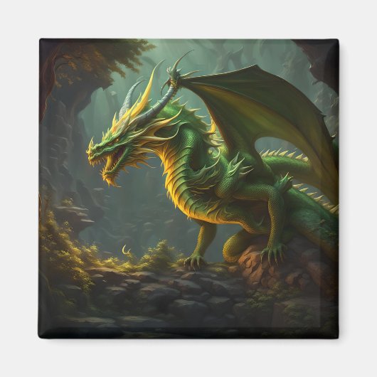 Grüner und gelber Drache Magnet (Vorne)