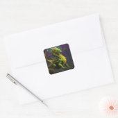 Grüner und Gelber Drache Quadratischer Aufkleber (Umschlag)