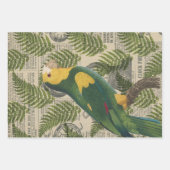 Grüner und gelber Papagei auf Blätter (Vorderseite 3)