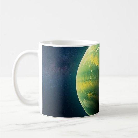 Grüner und Gelber Planet Kaffeetasse (Links)