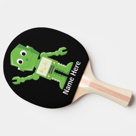 Grüner und gelber Roboter Tischtennis Schläger (Seitenansicht)