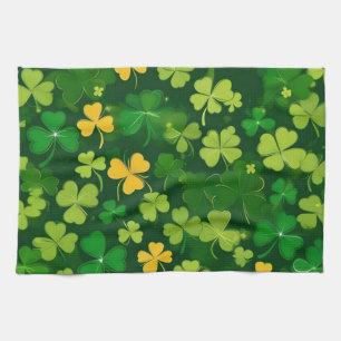 Grüner und gelber St. Patrick's Day Shamrock Geschirrtuch