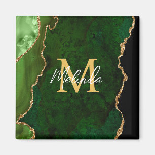 Grüner und goldener Marmor-Achat Magnet
