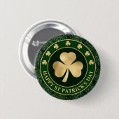 Grüner und goldener Shamrock-Klee St. Patrick's Da Button (Vorne & Hinten)