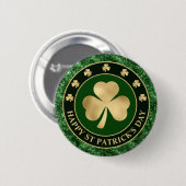 Grüner und goldener Shamrock-Klee St. Patrick's Da Button (Vorne & Hinten)