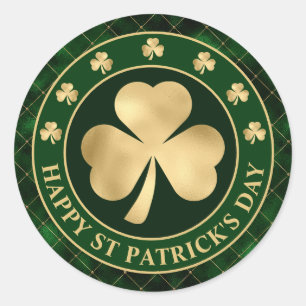 Grüner und goldener Shamrock-Klee St. Patrick's Da Runder Aufkleber