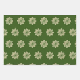 Grüner und goldener Weihnachtsbaum Geschenkpapier Set