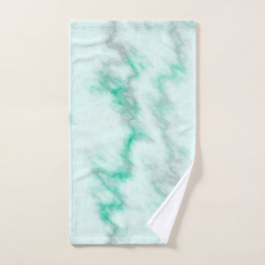 Grüner und grauer Marmor Badhandtuch Set (Handtuch)