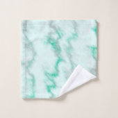 Grüner und grauer Marmor Badhandtuch Set (Waschlappen)