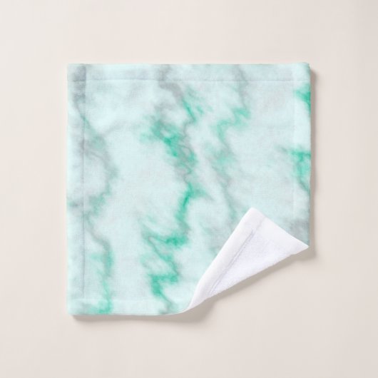 Grüner und grauer Marmor Badhandtuch Set (Waschlappen)