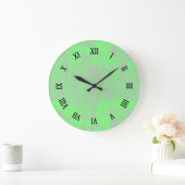 grüner und grauer Marmor Große Wanduhr (Zuhause)
