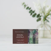 Grüner und lila Fluorit-heilende Kristalle Visitenkarte (Stehend Vorderseite)