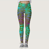 Grüner und lila Zebra-Druck Leggings (Vorderseite)