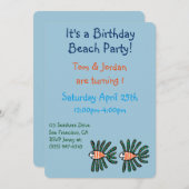 Grüner und Orange-Zwillingsfisch Einladung (Vorne/Hinten)