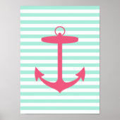 Grüner und rosa Anker von Meeresschaum Poster (Vorne)