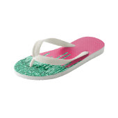 Grüner und rosa Shiny Glitzer Wassermelone Kinderbadesandalen (Schrägansicht)