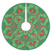 Grüner und roter Baumschurz Polyester Weihnachtsbaumdecke (Vorderseite)